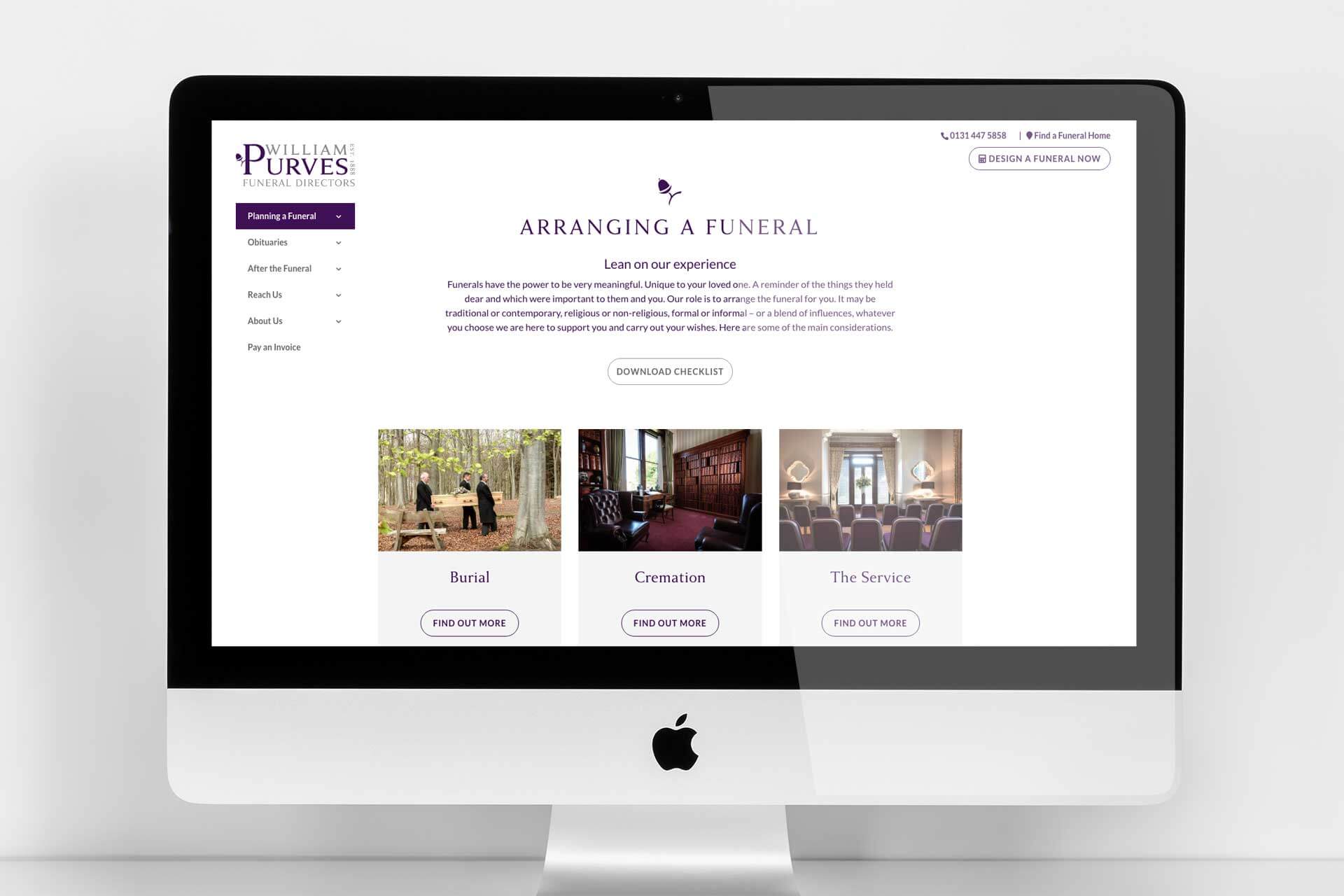 Responsive website example for funeral industry marketing