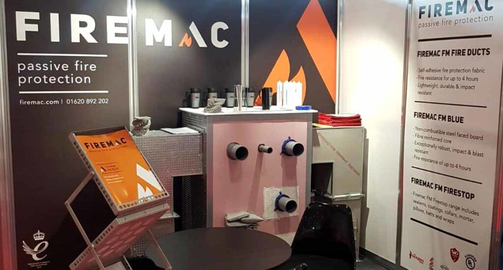 Photo of new Firemac brand identity on their exhibition stand